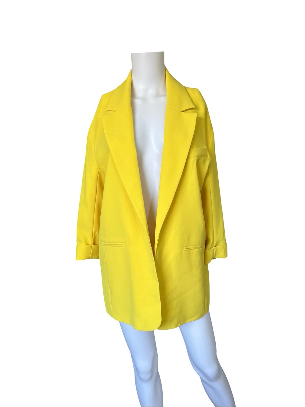 NEW flaw River Island Yellow Oversized Blazer Open Front Colorful Womens Size 8